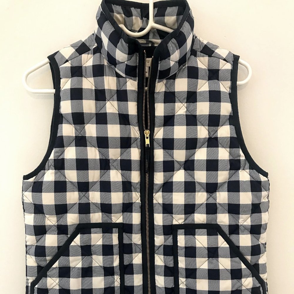 J.Crew Plaid Quilted Puffer Vest - Size S (EUC)